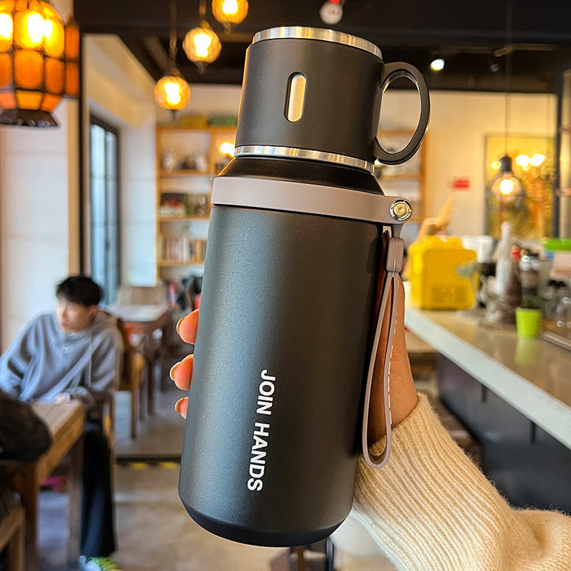 Women's Insulated Drinking Bottle with Ergonomic Grip and Leak-proof Lid System Bowlift
