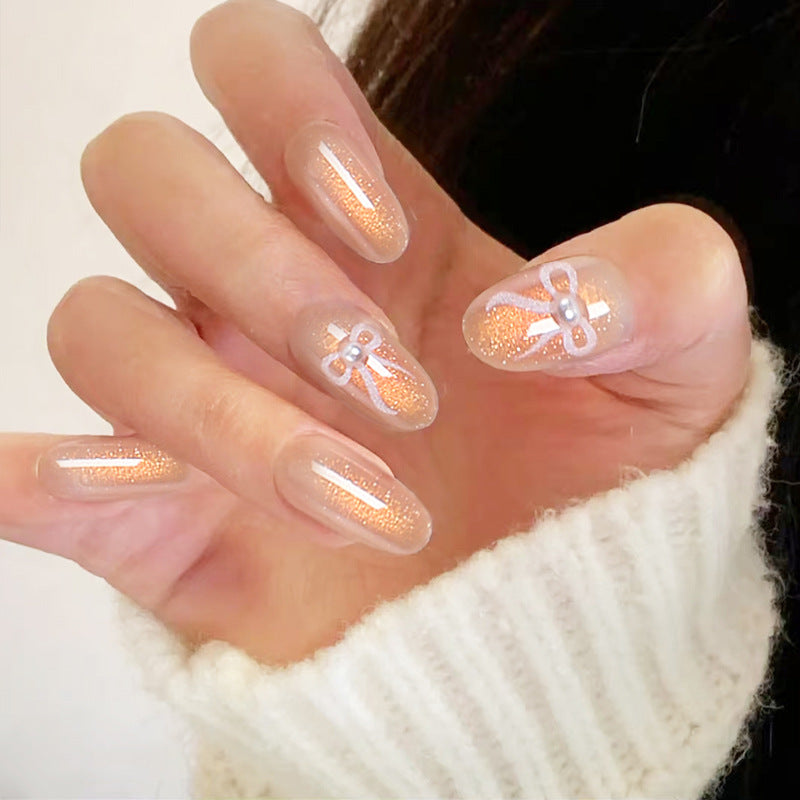 Glamorous artificial nail tips with glitter accents Bowlift