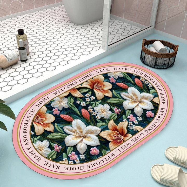 Floral Design Bath Mat Bowlift