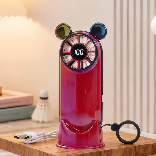 Women's Portable Mini Fan with LED Display and Multifunctional Design Bowlift