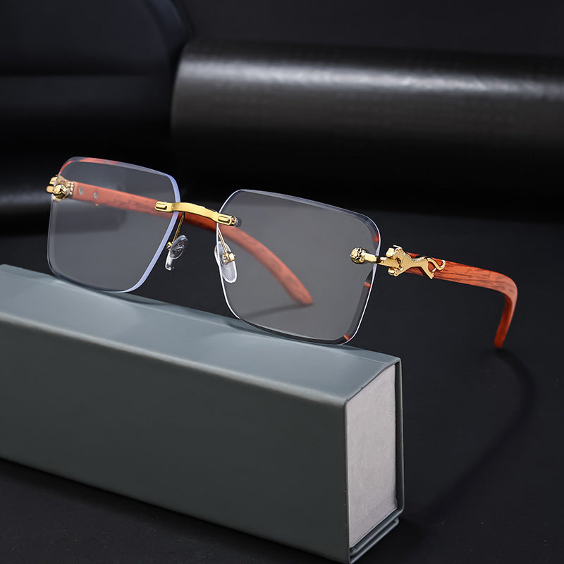 Women’s Fashion Square Sunglasses with Elegant Wooden Arms Bowlift