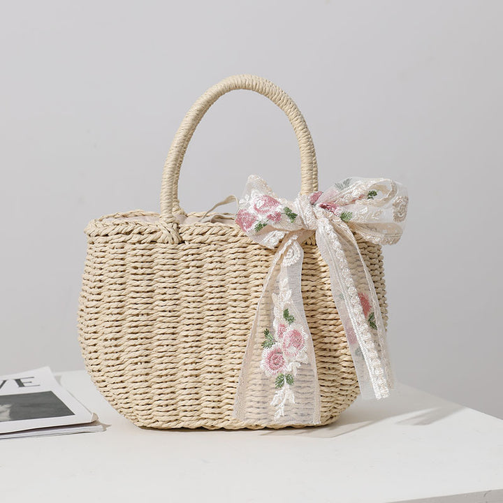 Elegant Bast bag with Floral Bow Detail Bowlift