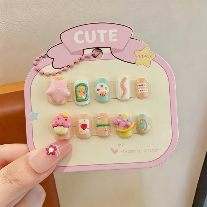 Artificial nails with sweet character design Bowlift