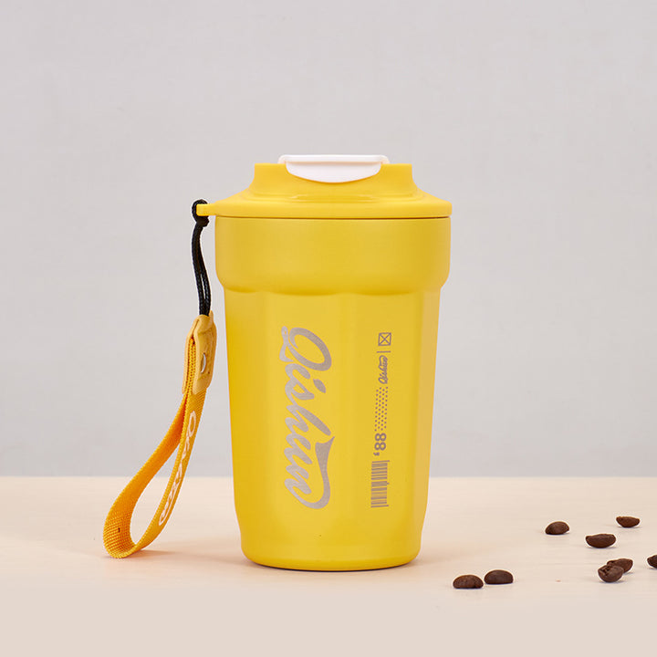 Ladies practical insulated drinking cup with carry strap Bowlift