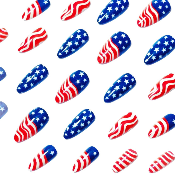 Artificial Nails In Patriotic Stars And Stripes Design Bowlift