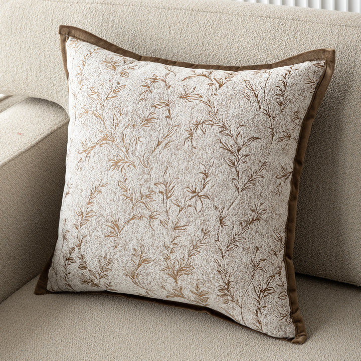 Embroidered Flower Motif Decorative Pillow