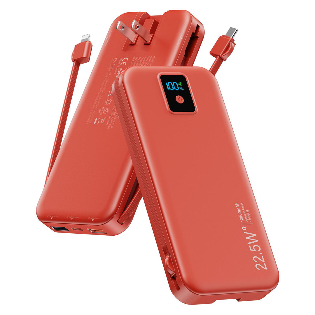 Power bank with digital LCD display and integrated charger Bowlift