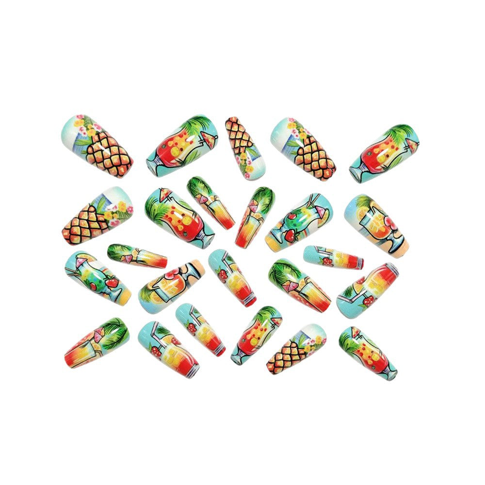 Artificial nails with fruity cocktail design Bowlift