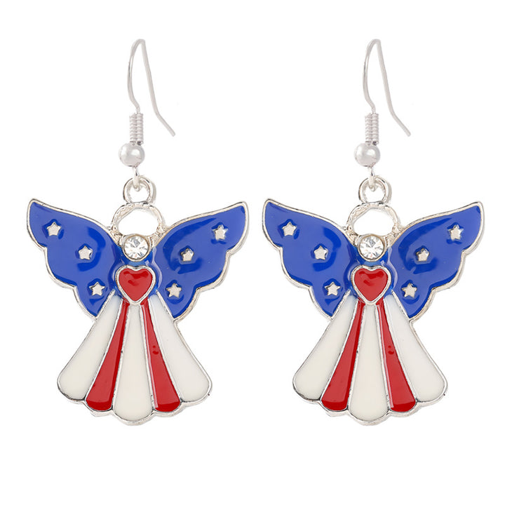 Women's nan patriotic horseshoe enamel dangle earrings with star-accented design and fishhook findings Bowlift