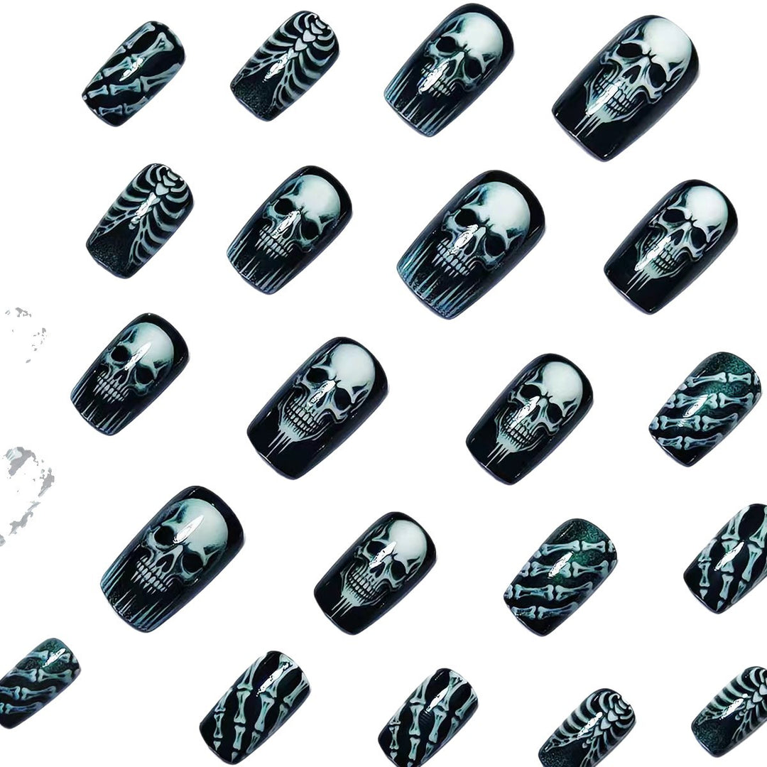 Creative artificial nails in spooky skull design Bowlift