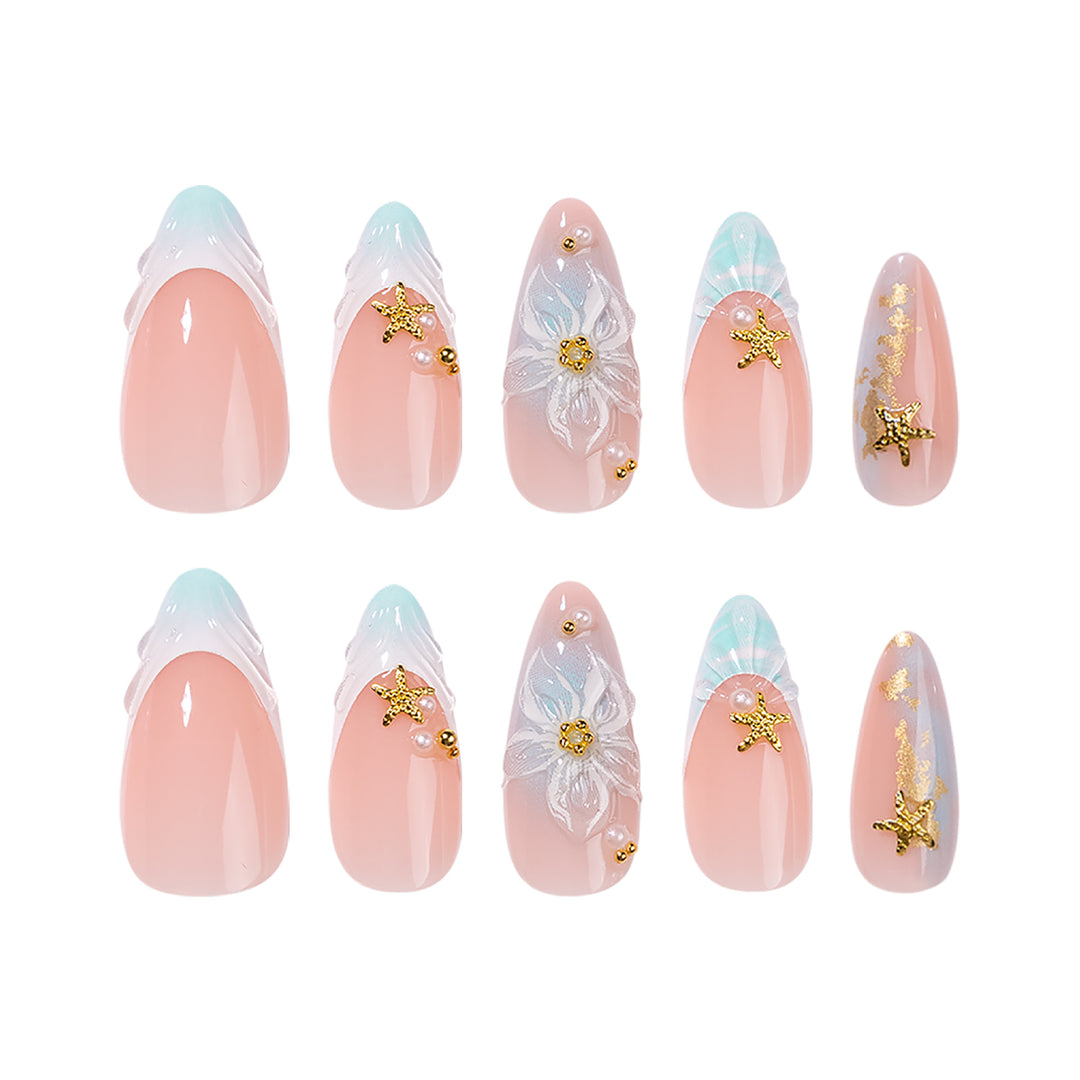 Artful stiletto nails with floral and glamorous accents Bowlift