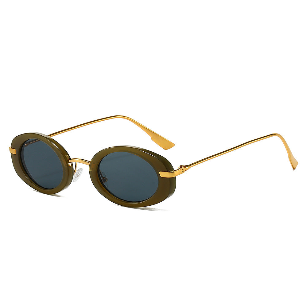 Vintage Oval Sunglasses with Metal Accents Bowlift