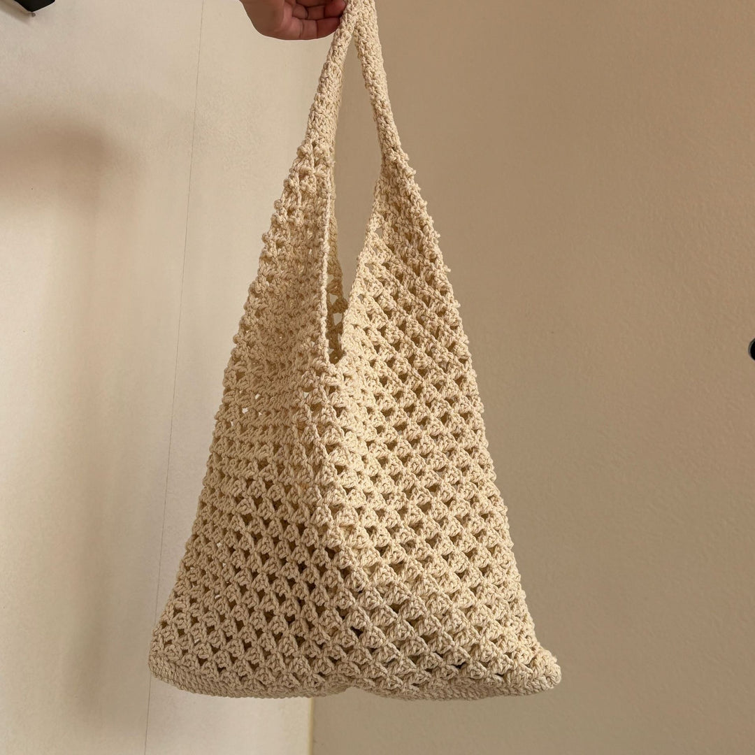 Hand-knotted net tote bag with comfortable double handles Bowlift