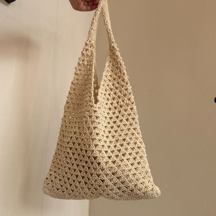 Hand-knotted net tote bag with comfortable double handles Bowlift