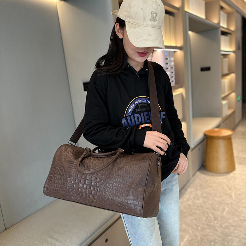 Elegant Travel Bag Made of Durable Artificial Leather with Crocodile Pattern Bowlift