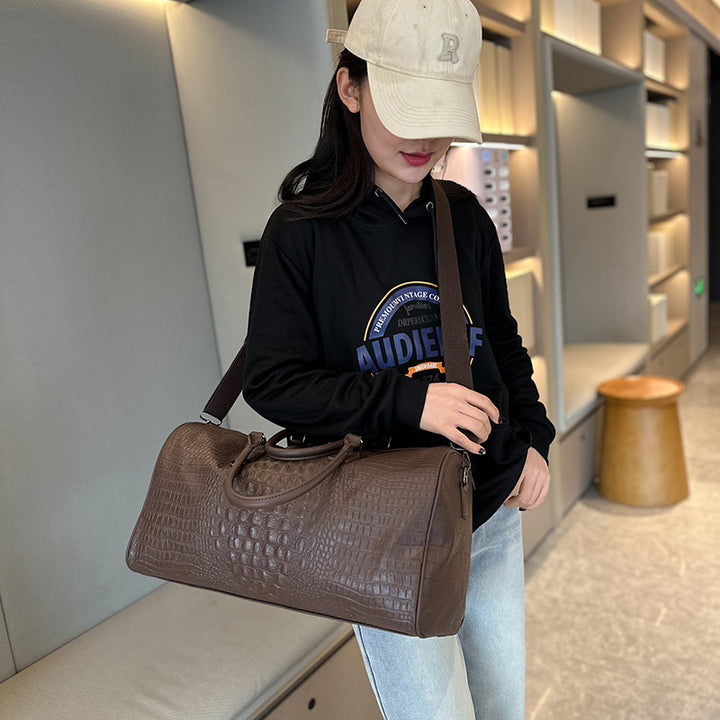 Elegant Travel Bag Made of Durable Artificial Leather with Crocodile Pattern Bowlift