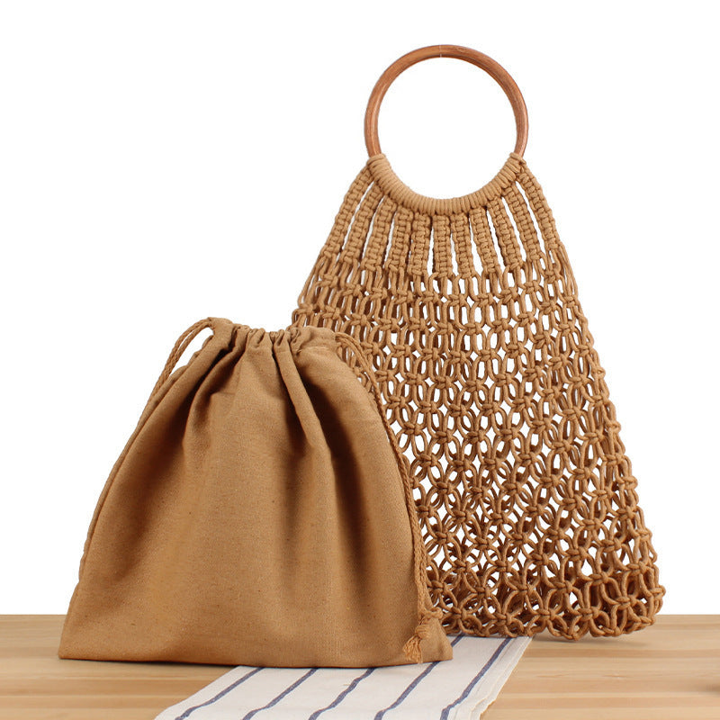 Tote bag with braided net design and practical inner bag Bowlift