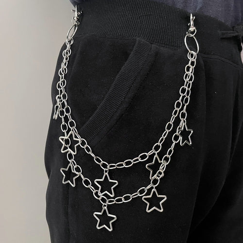 Fashionable chain belt with star pendants Bowlift