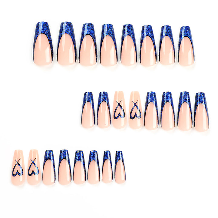 Artificial nails with glitter accents and unique heart design Bowlift