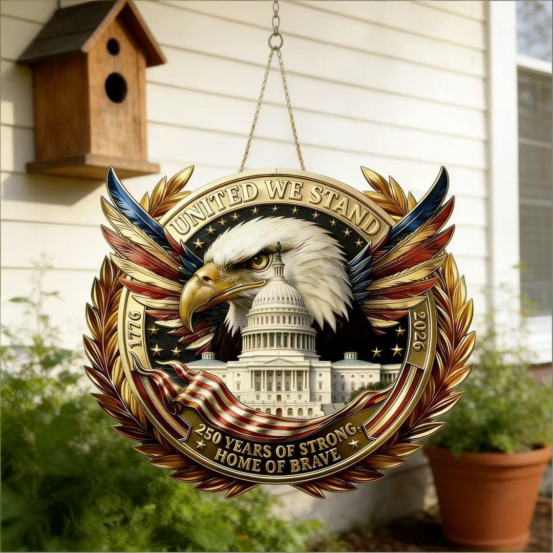 Independence Day layered satin ribbon floral door wreath with jute hanger Bowlift