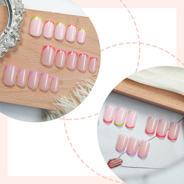 Vibrant Neon French Tip Press-On Nails Bowlift