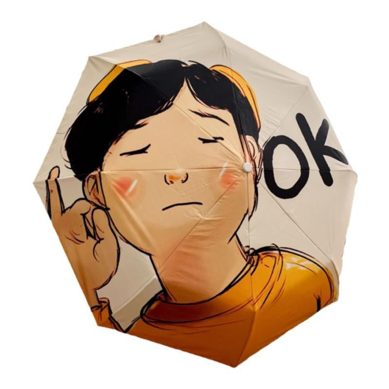 Women's Folding Umbrella with Creative Design and Practical Carrying Bag Bowlift