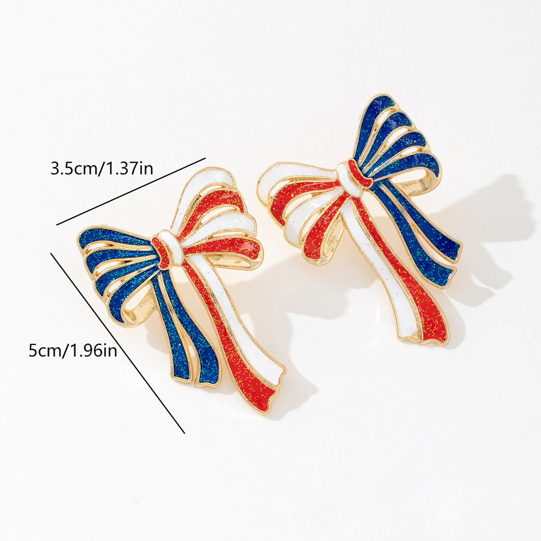 Ladies' elegant enamel bow earrings with glitter effect and gilded setting Bowlift