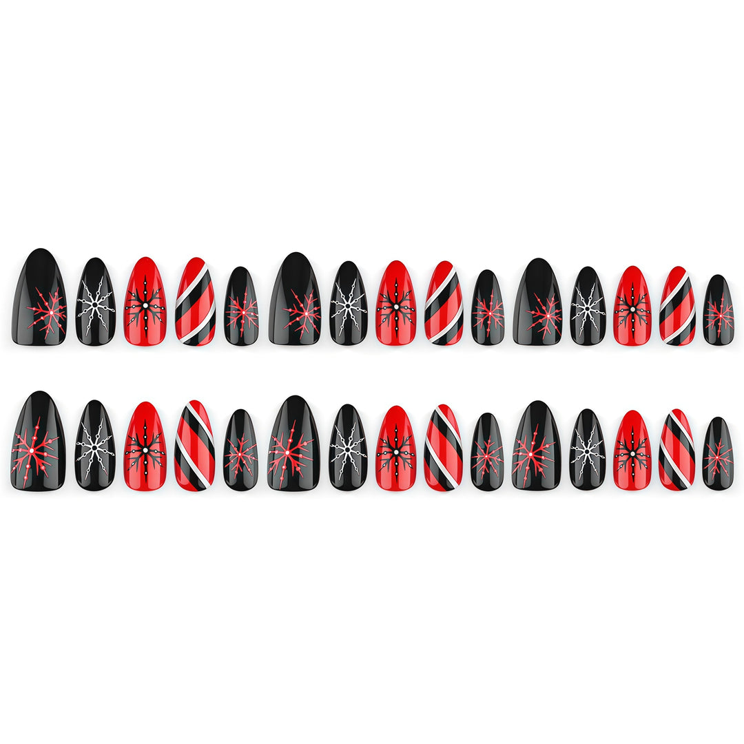 Artificial nails in modern stiletto design with graphic accents Bowlift