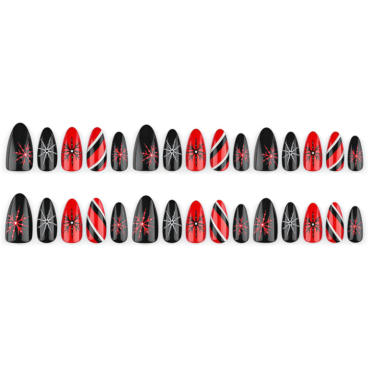 Artificial nails in modern stiletto design with graphic accents Bowlift