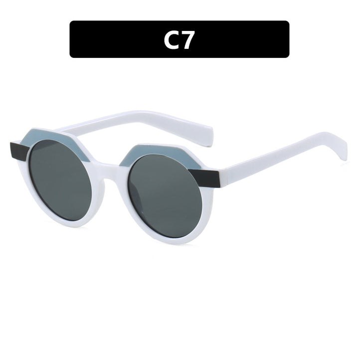 Ladies extravagant round sunglasses with colored accented frame Bowlift
