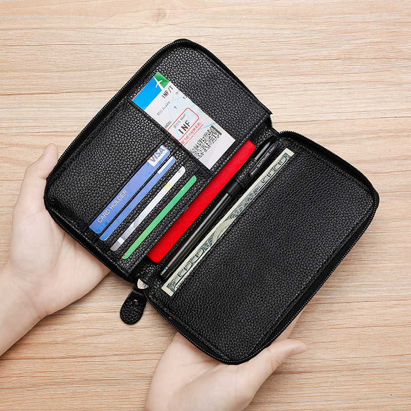 Elegant Zippered Leather Passport Holder