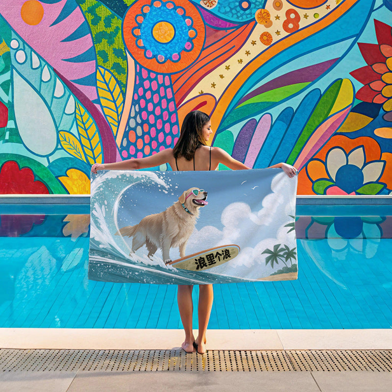 Women's beach towel with vibrant palm motif Bowlift