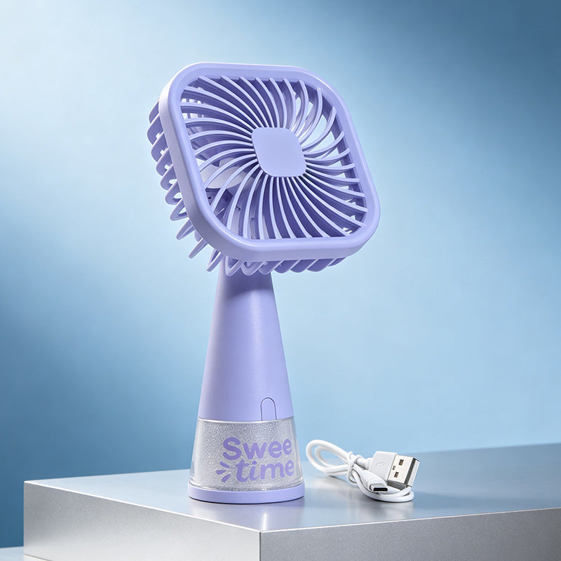 Ladies Portable Hand Fan with USB Charging Function and Flexible Tilt Mechanism Bowlift