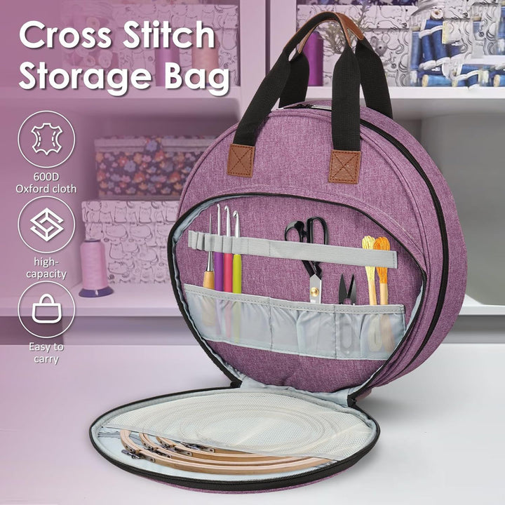 Round Tote Bag with Practical Two-Way Zipper Bowlift