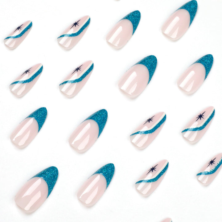 Elegant Stiletto Nails with Glitter and Ombre Design Bowlift