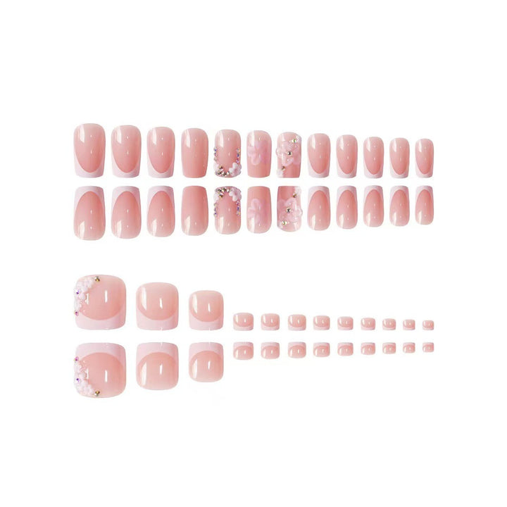 Decorative Floral Press-On Nail Extensions Bowlift