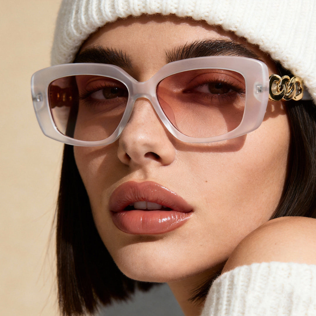 Ladies elegant square sunglasses with gold embellished frame Bowlift