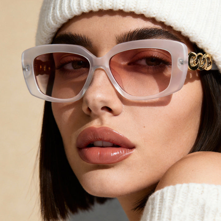 Ladies elegant square sunglasses with gold embellished frame Bowlift