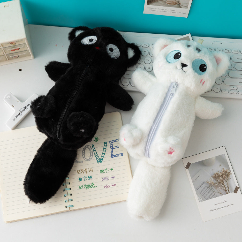 Cute Plush Cat-Themed Pencil Case Bowlift