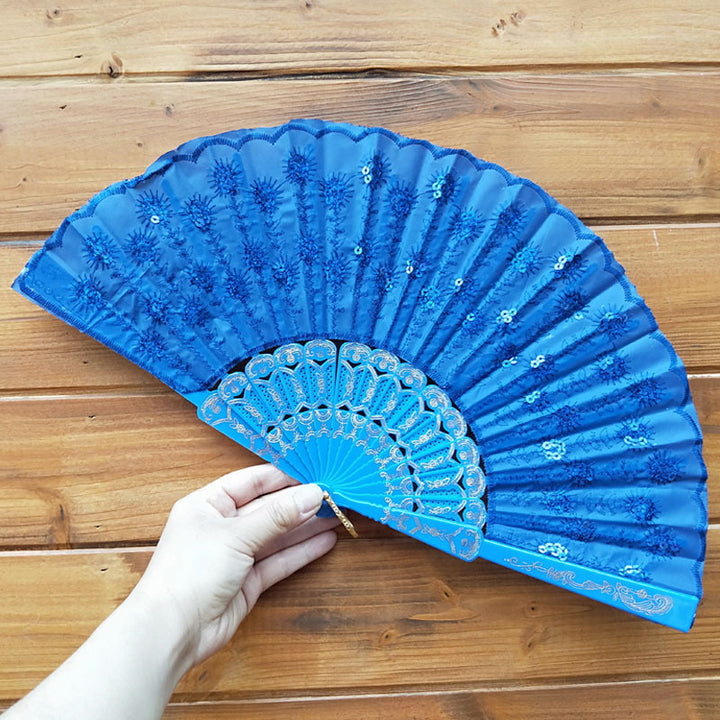 Women's high-quality lace fan with artistic floral motifs Bowlift