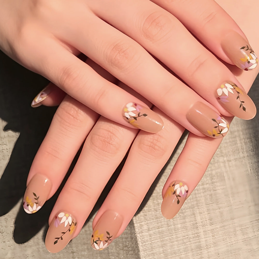 Floral Decorative Press-On Nail Set Bowlift