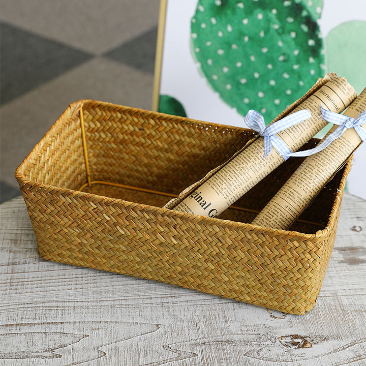 Unisex Rectangular Storage Basket made of Natural Wicker Bowlift