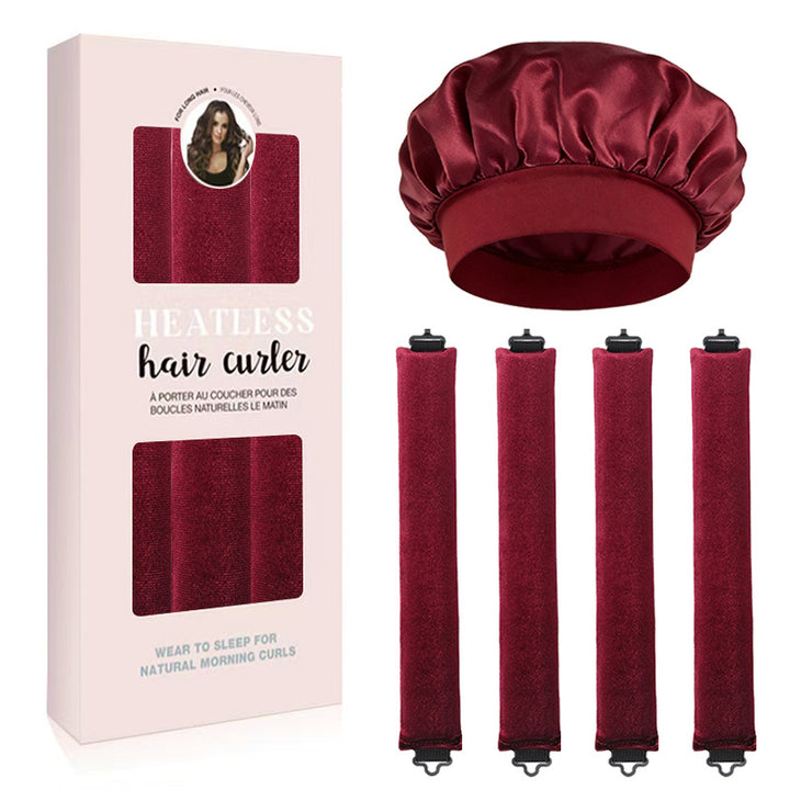 Satin Sleep Cap and Hair Rollers