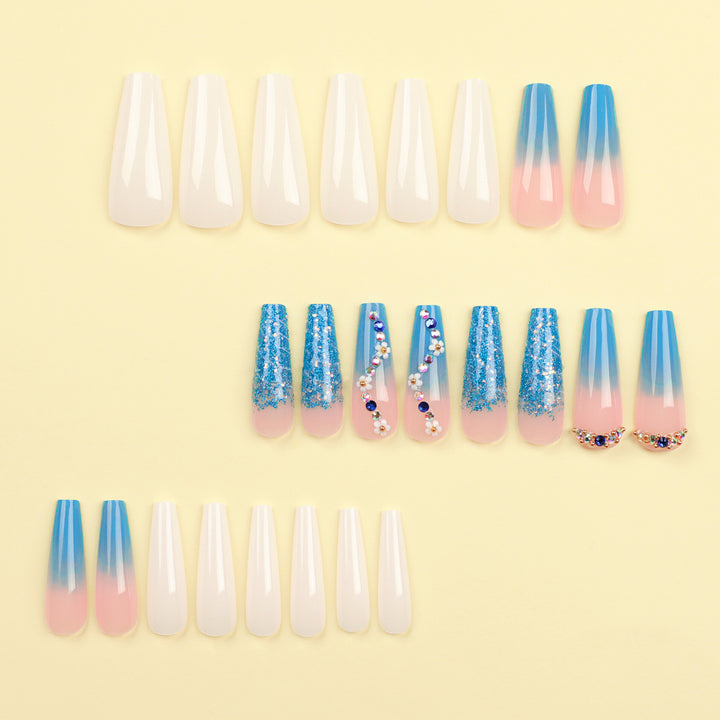 Artful nail extensions with floral ombre design Bowlift