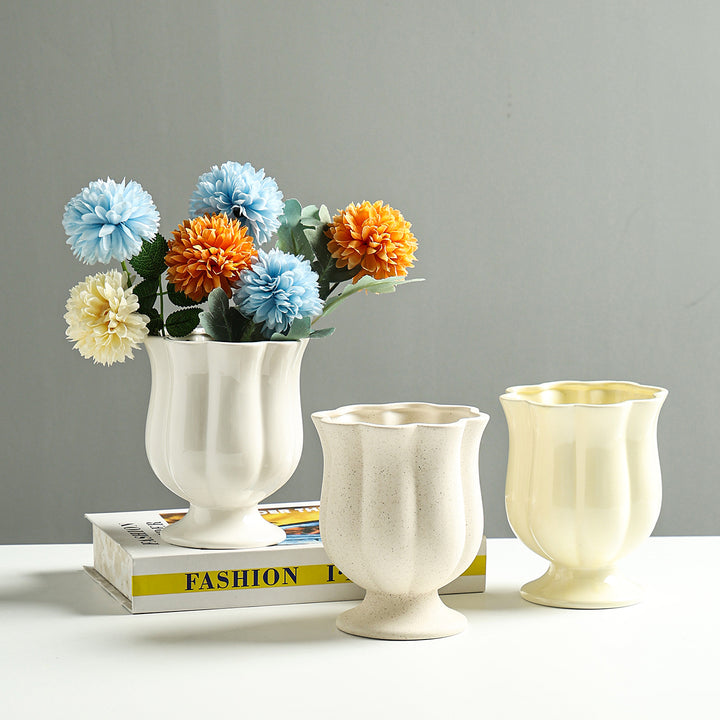 Elegant Sculpted Ceramic Flower Pot