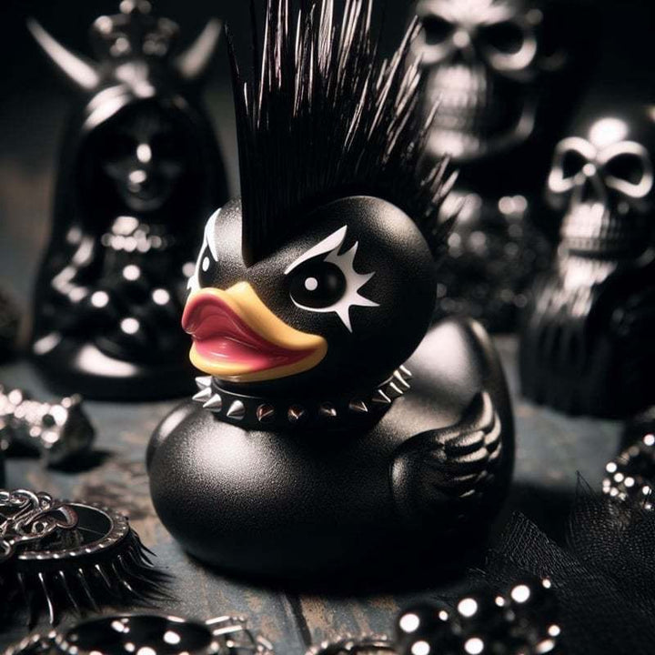 Decorative rubber duck with stylish haircut Bowlift