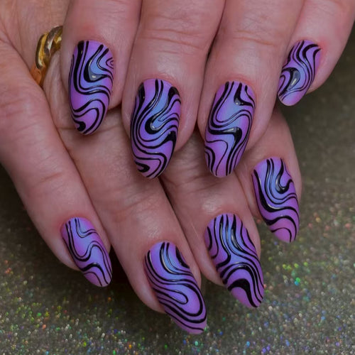 Artistic Marble Swirl Nail Art Bowlift