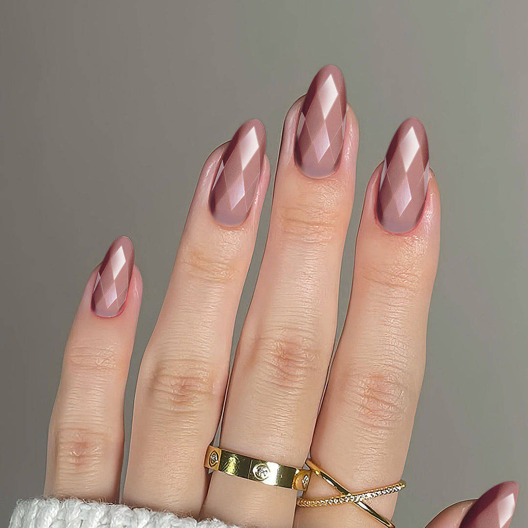 Premium Glossy Diamond-Shaped Press-On Nails Bowlift