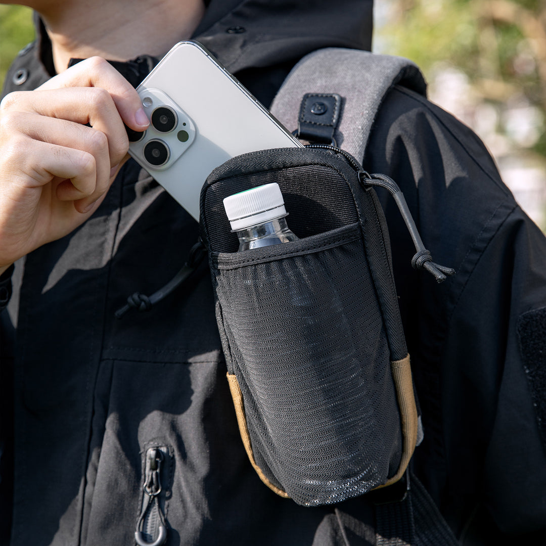 Compact Tactical Utility Phone Pouch with Carabiner and Mesh Pocket Bowlift