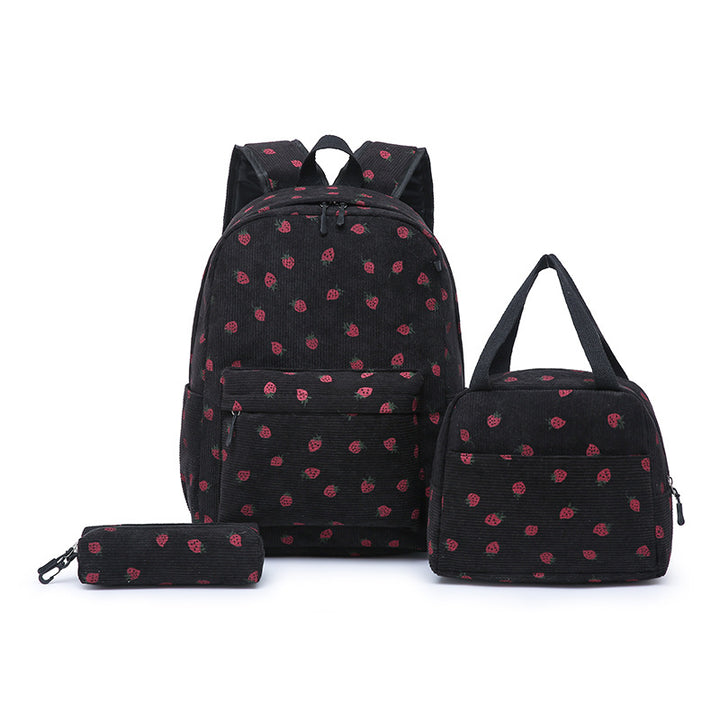 Backpack set with Playful Strawberry Pattern Bowlift